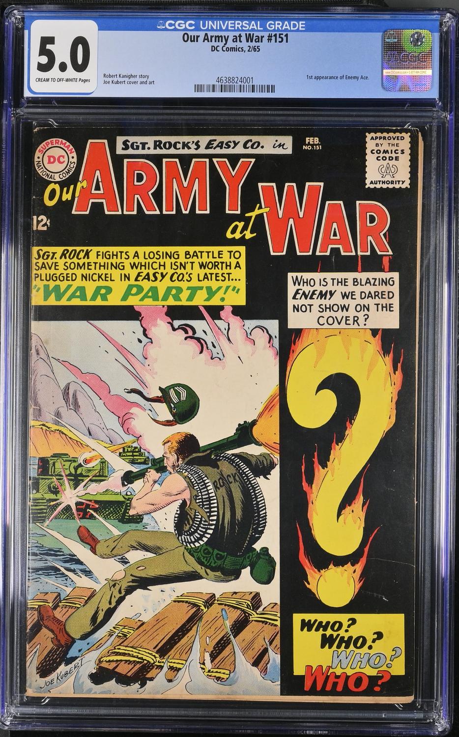 OUR ARMY AT WAR #151 DC COMICS 1965 CGC 5.0 VG/F IST APPEARANCE ENEMY ACE!