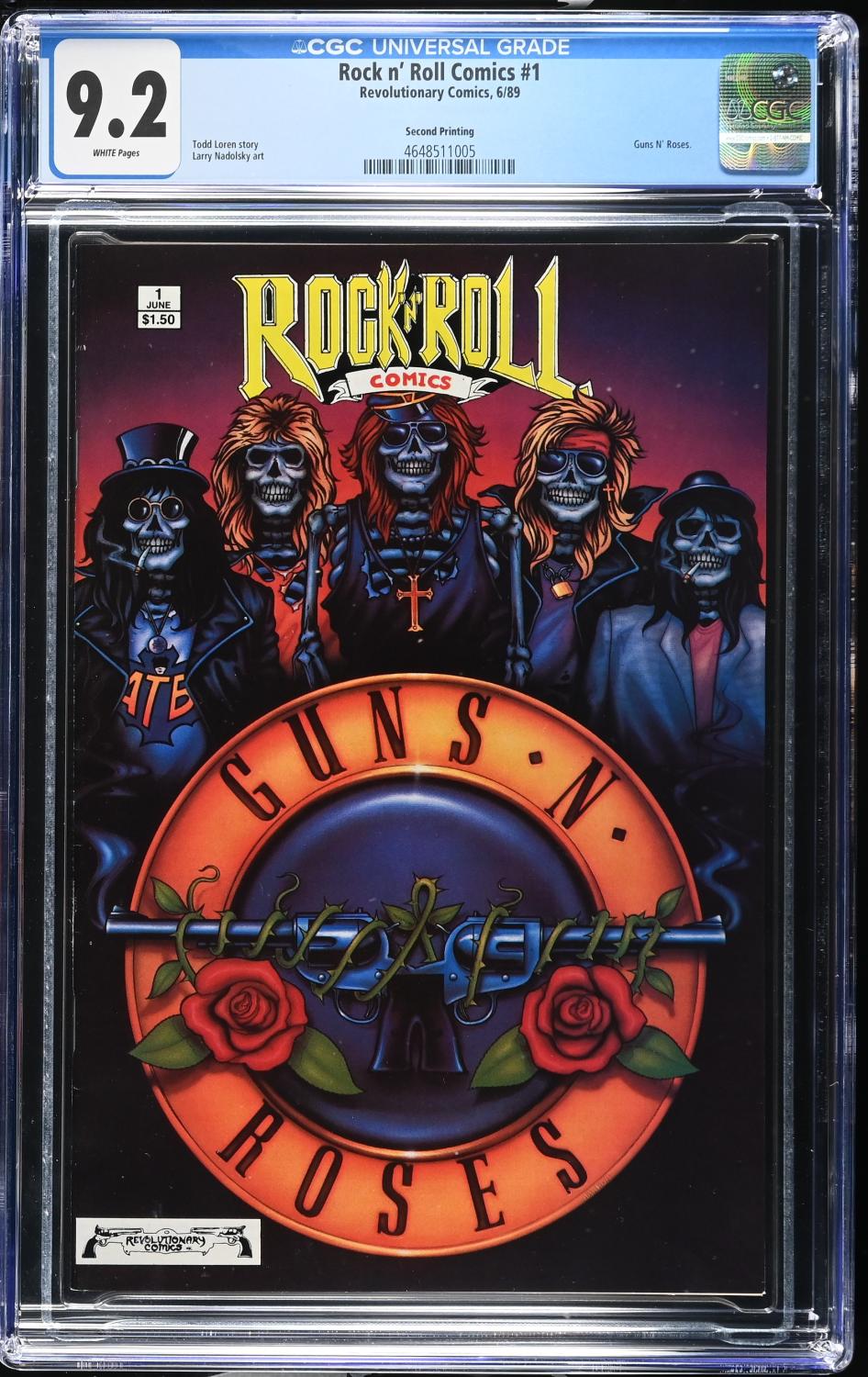 ROCK 'N ROLL COMICS #1 CGC 9.2 NM- GUNS AND ROSES 2ND PRINT