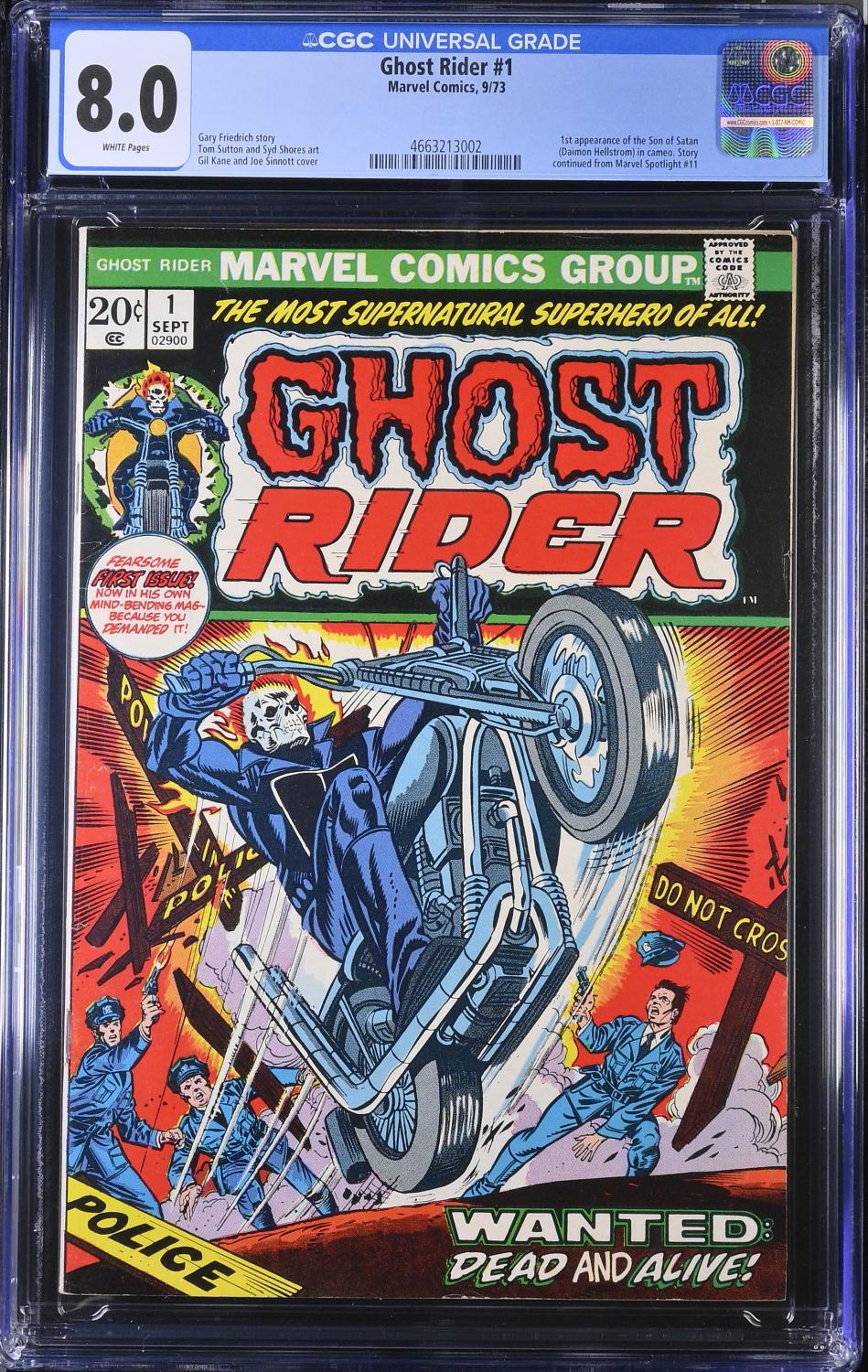 GHOST RIDER #1 1973 CGC 8.0 VF WHITE PAGES