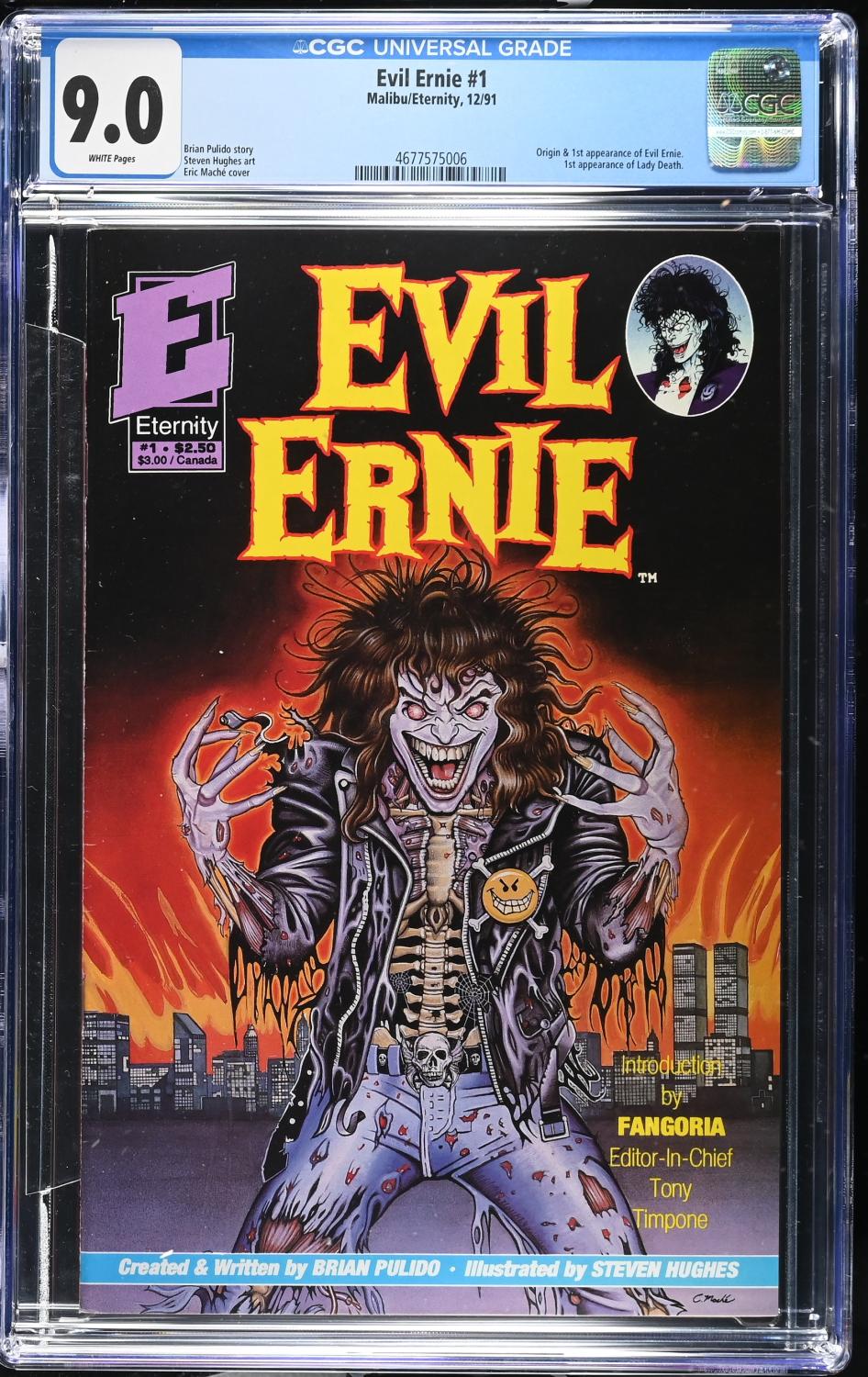 EVIL ERNIE #1 1991 CGC 9.0 VF/NM 1ST APPEARANCE ERNIE AND LADY DEATH