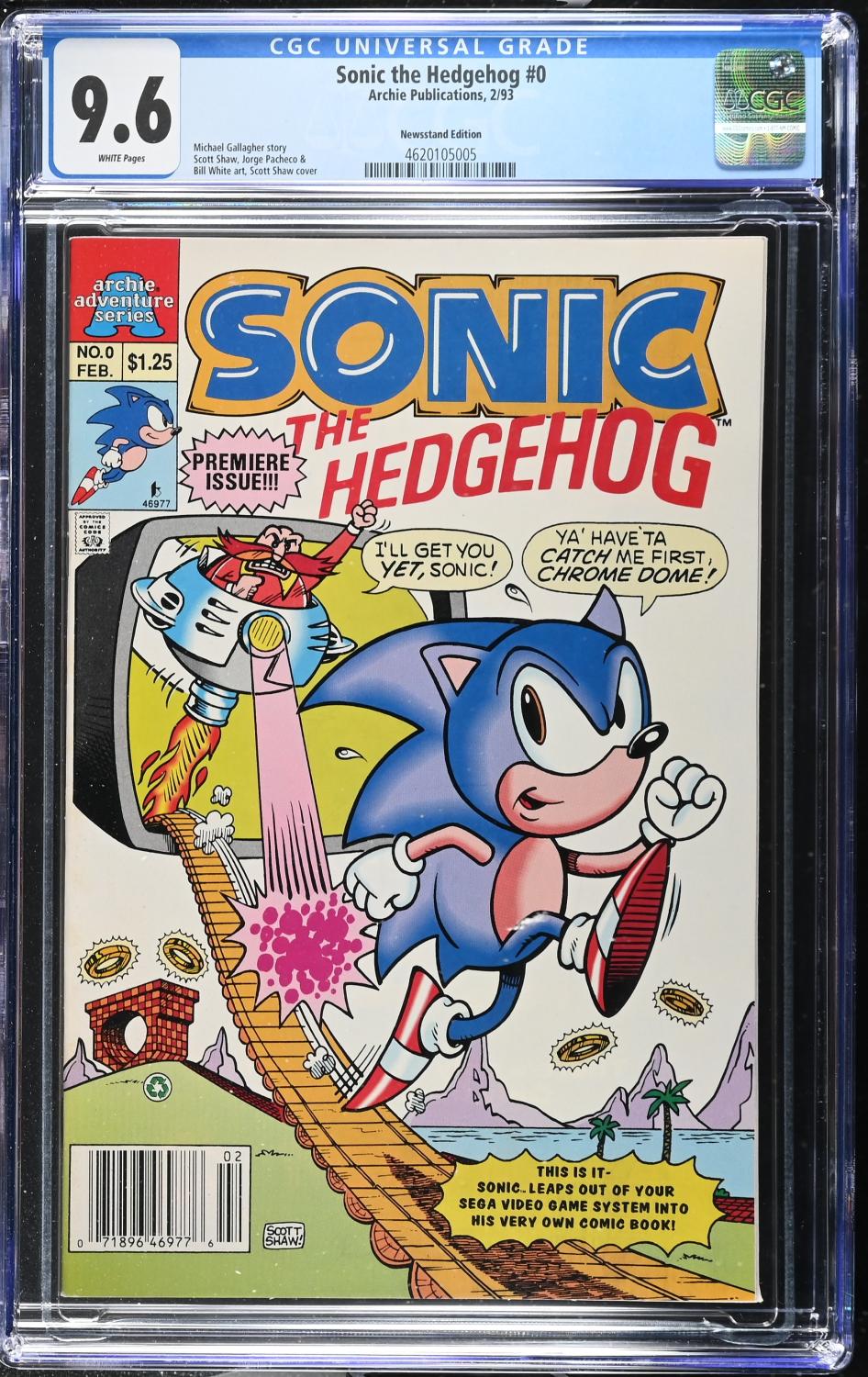 SONIC THE HEDGEHOG #0 1993 NEWSSTAND CGC 9.6 NM+