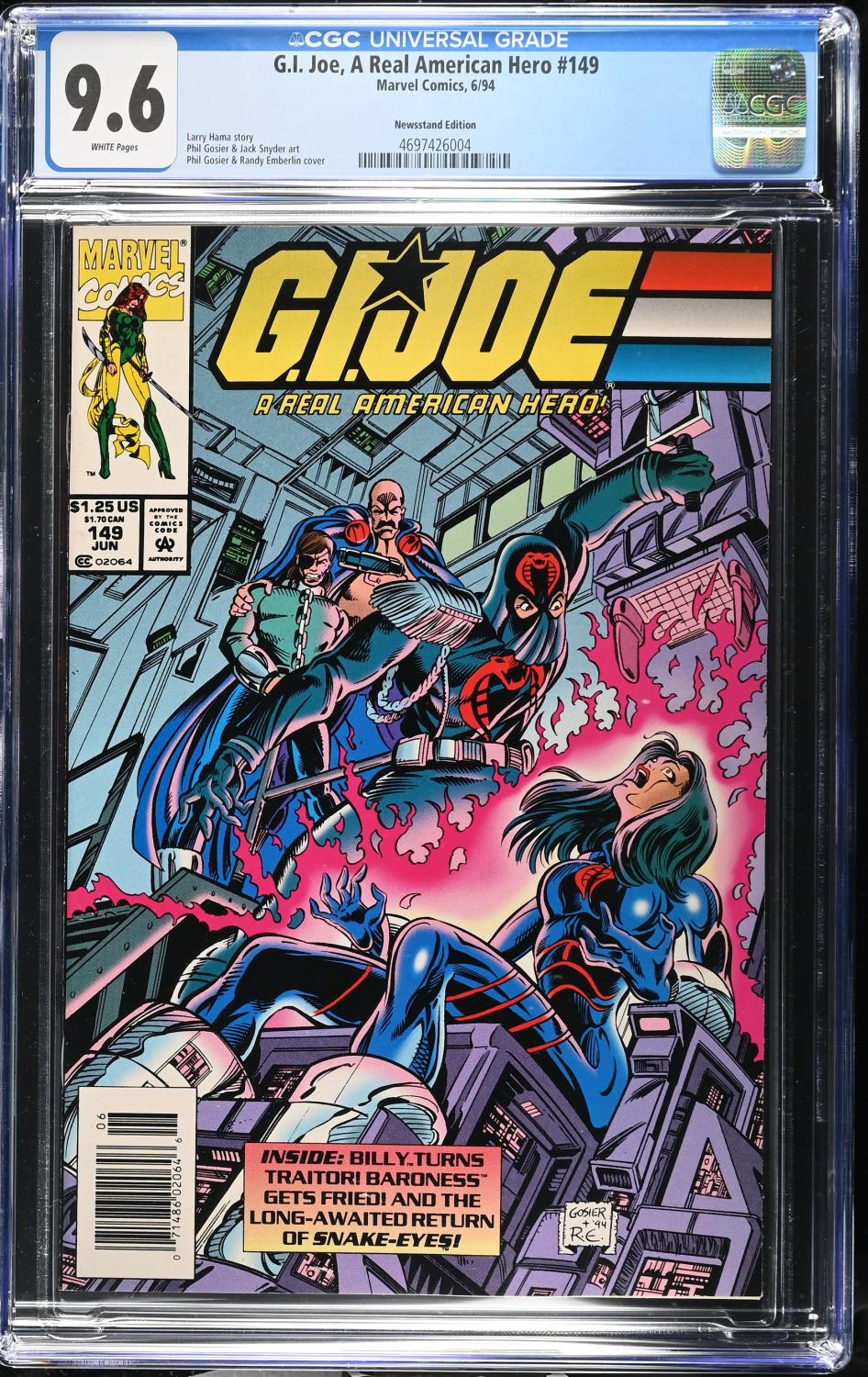 GI JOE A REAL AMERICAN HERO #149 CGC 9.6 NM+ NEWSSTAND EDITION