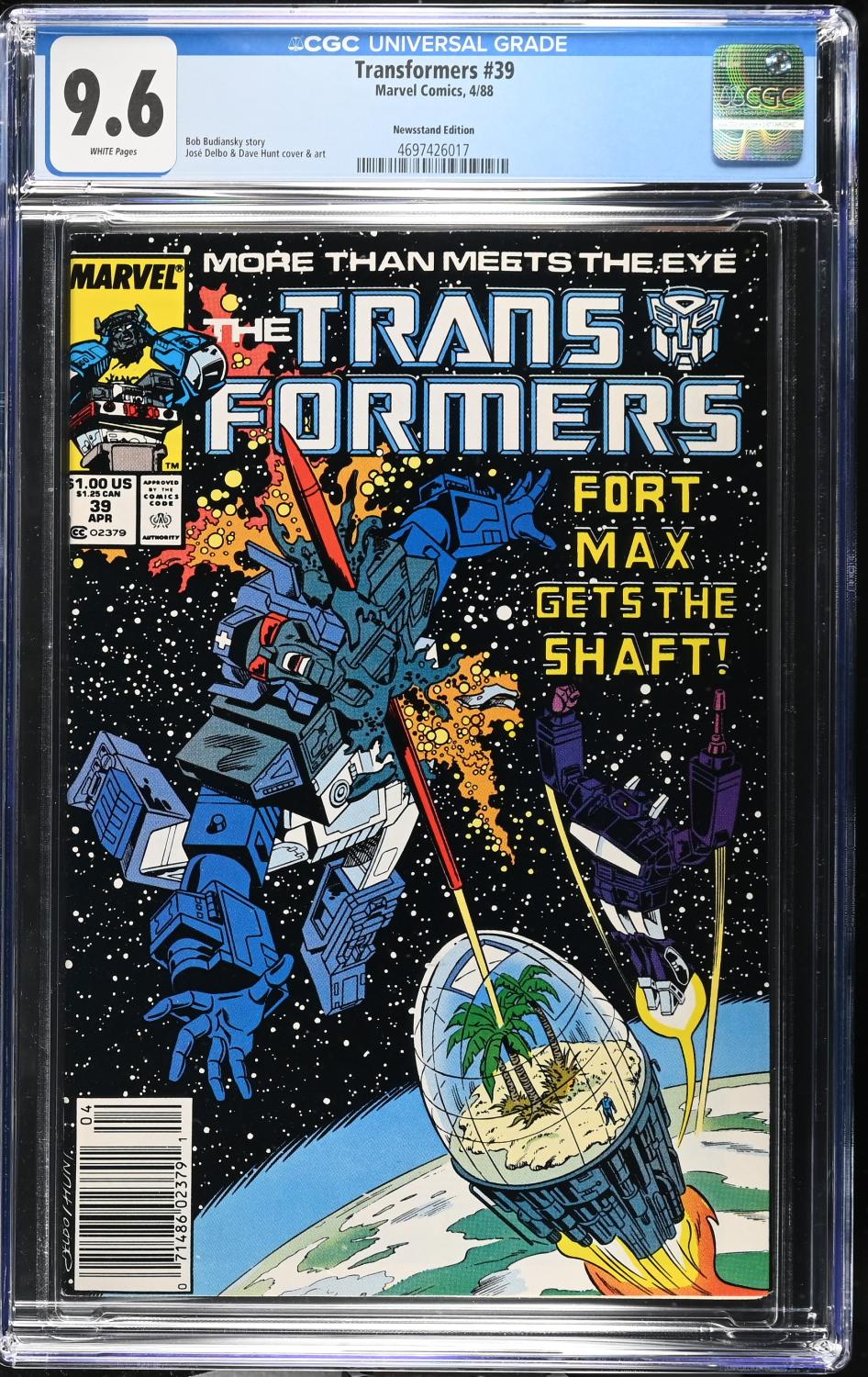 TRANSFORMERS #39 CGC 9.6 NM+ NEWSSTAND MARVEL COMICS
