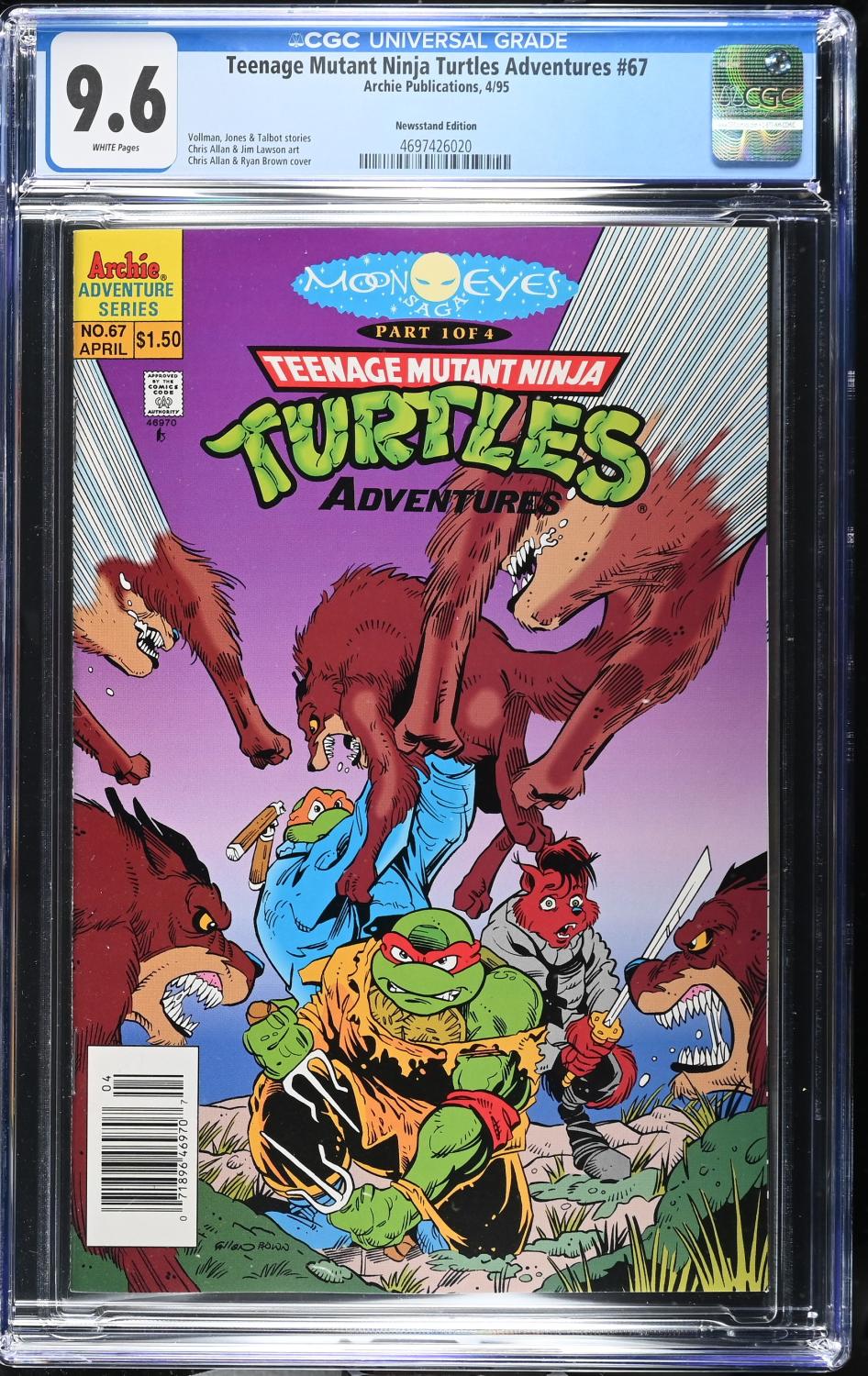 TEENAGE MUTANT NINJA TURTLES ADVENTURES #67 CGC 9.6 NM+ NEWSSTAND ARCHIE