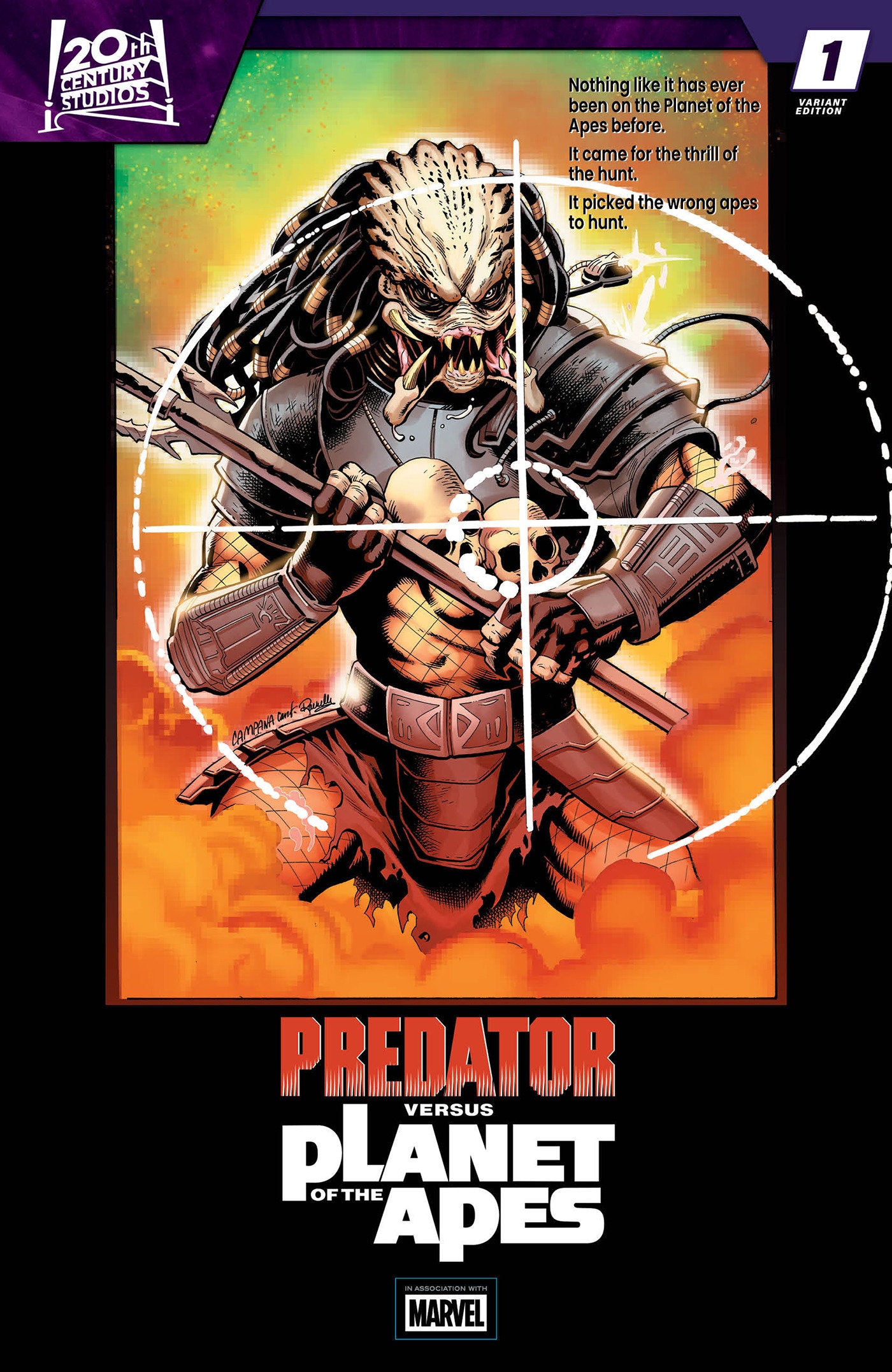 PREDATOR VS THE PLANET OF THE APES #1 CHRIS CAMPANA MOVIE POSTER HOMAGE VAR CVR C