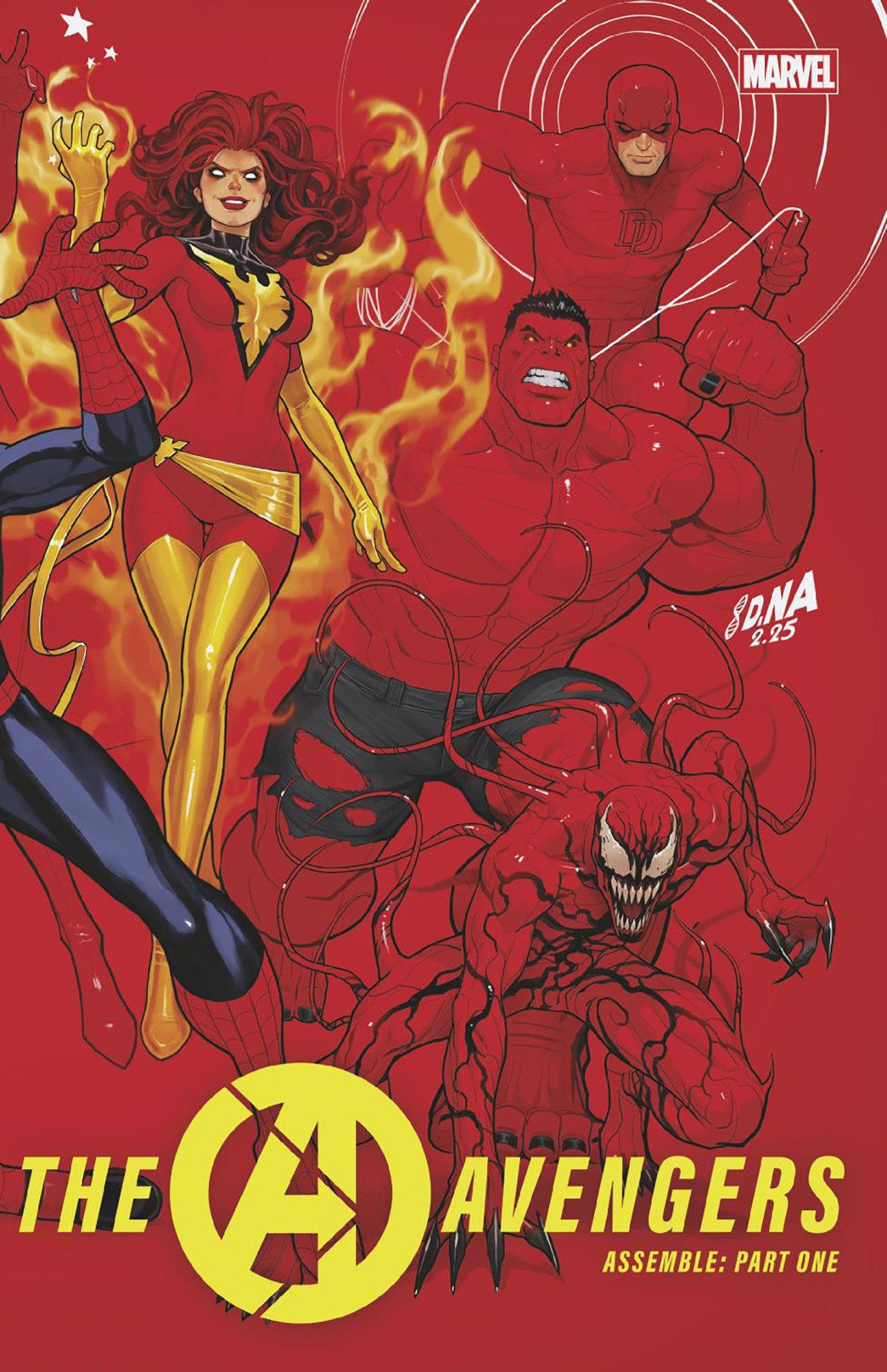 AVENGERS #1 DAVID NAKAYAMA COLOR BLOCK RED WRAPAROUND VAR CVR B