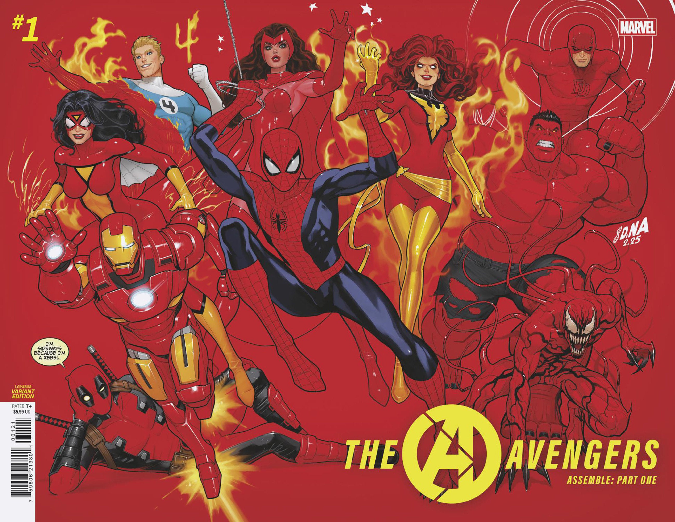 AVENGERS #1 DAVID NAKAYAMA COLOR BLOCK RED WRAPAROUND VAR CVR B