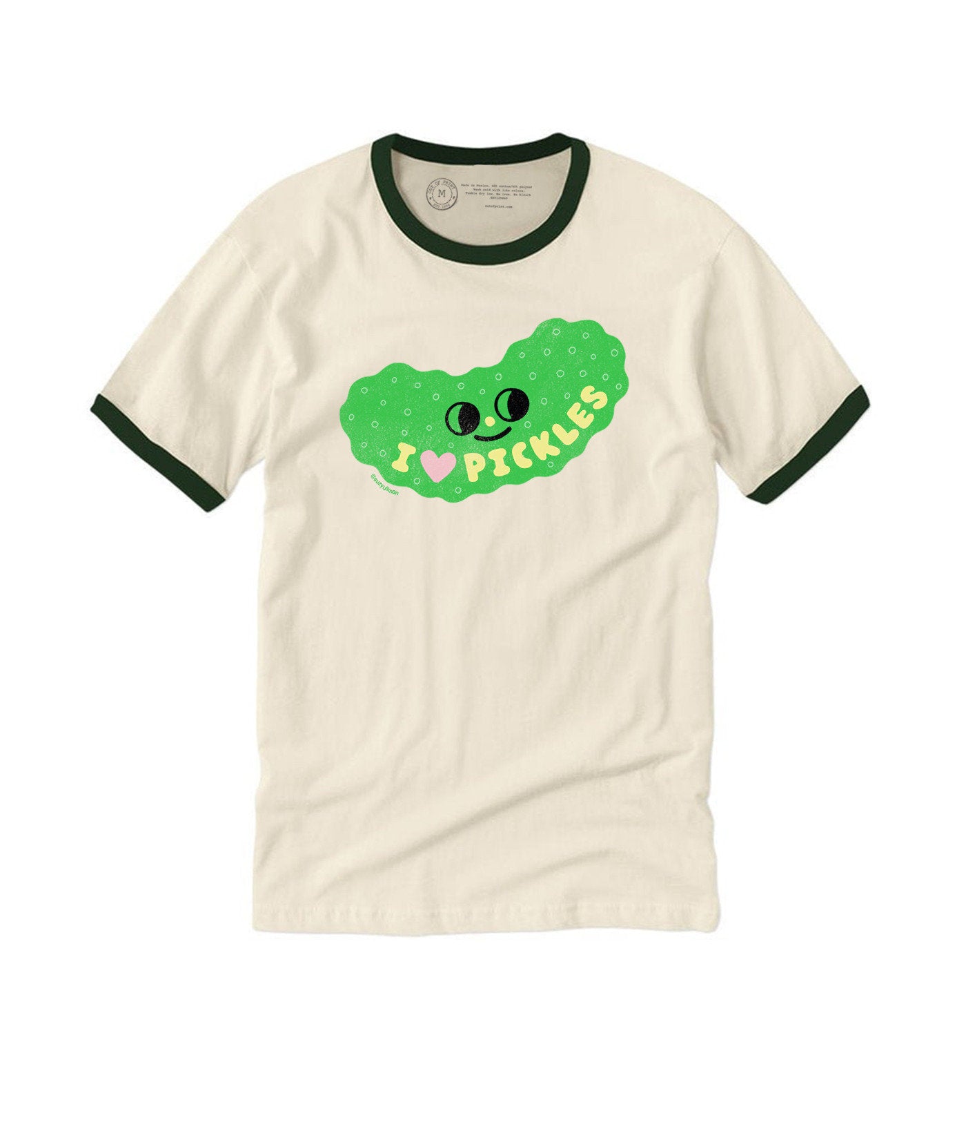 SUZY ULTMAN I HEART PICKLES UNISEX RINGER T-SHIRT LARGE