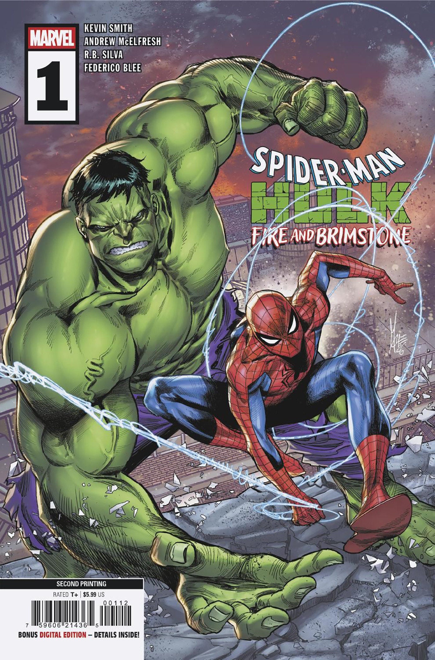 SPIDER-MAN HULK FIRE AND BRIMSTONE #1 MARCO CHECCHETTO 2ND PRINTING VAR CVR A