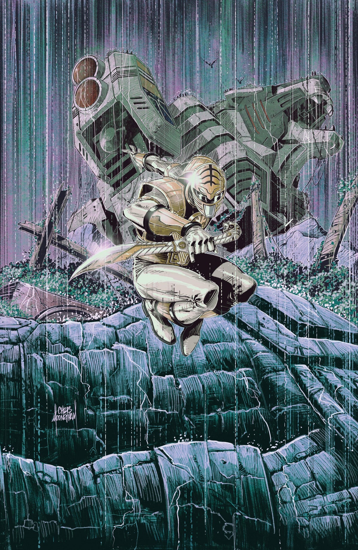 POWER RANGERS GREEN #4 C TOMMY OLIVER CARD STOCK CONNECTING VAR FULL ART MOONEYHAM CVR C