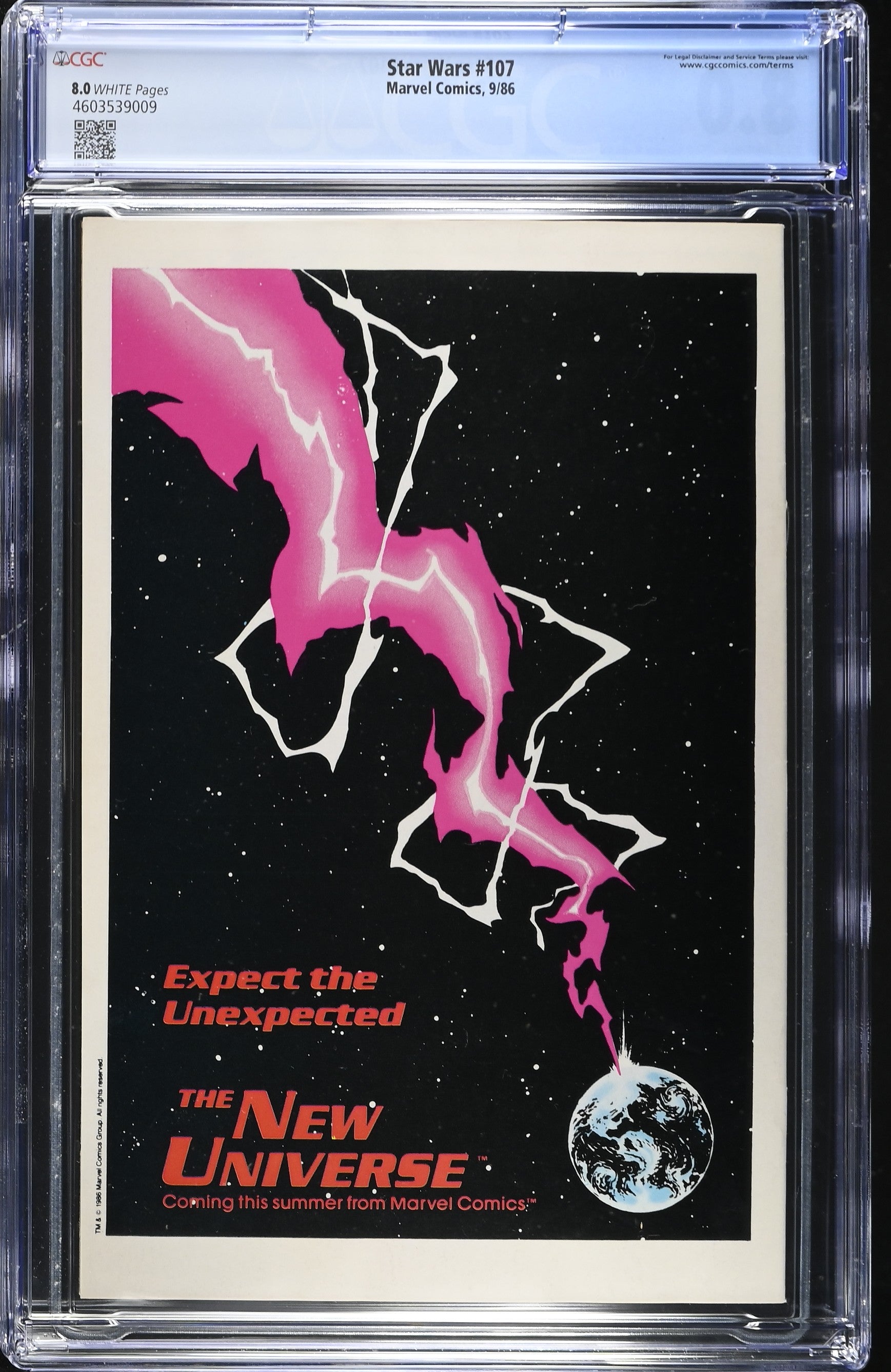 STAR WARS #107 CGC 8.0 VF LAST MARVEL ISSUE 1986