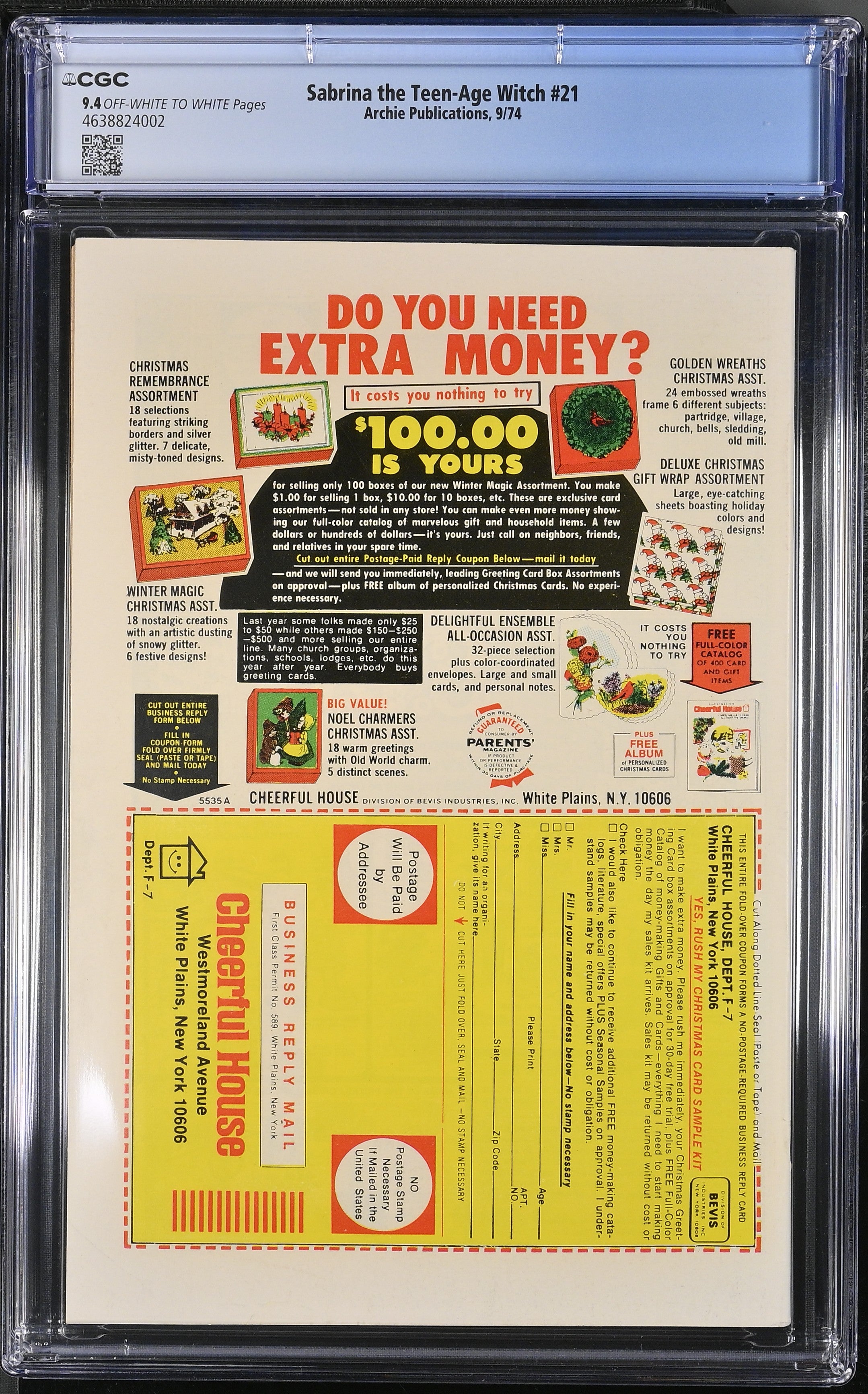 SABRINA THE TEENAGE WITCH #21 1974 CGC 9.4 NM SINGLE HIGHEST GRADED!