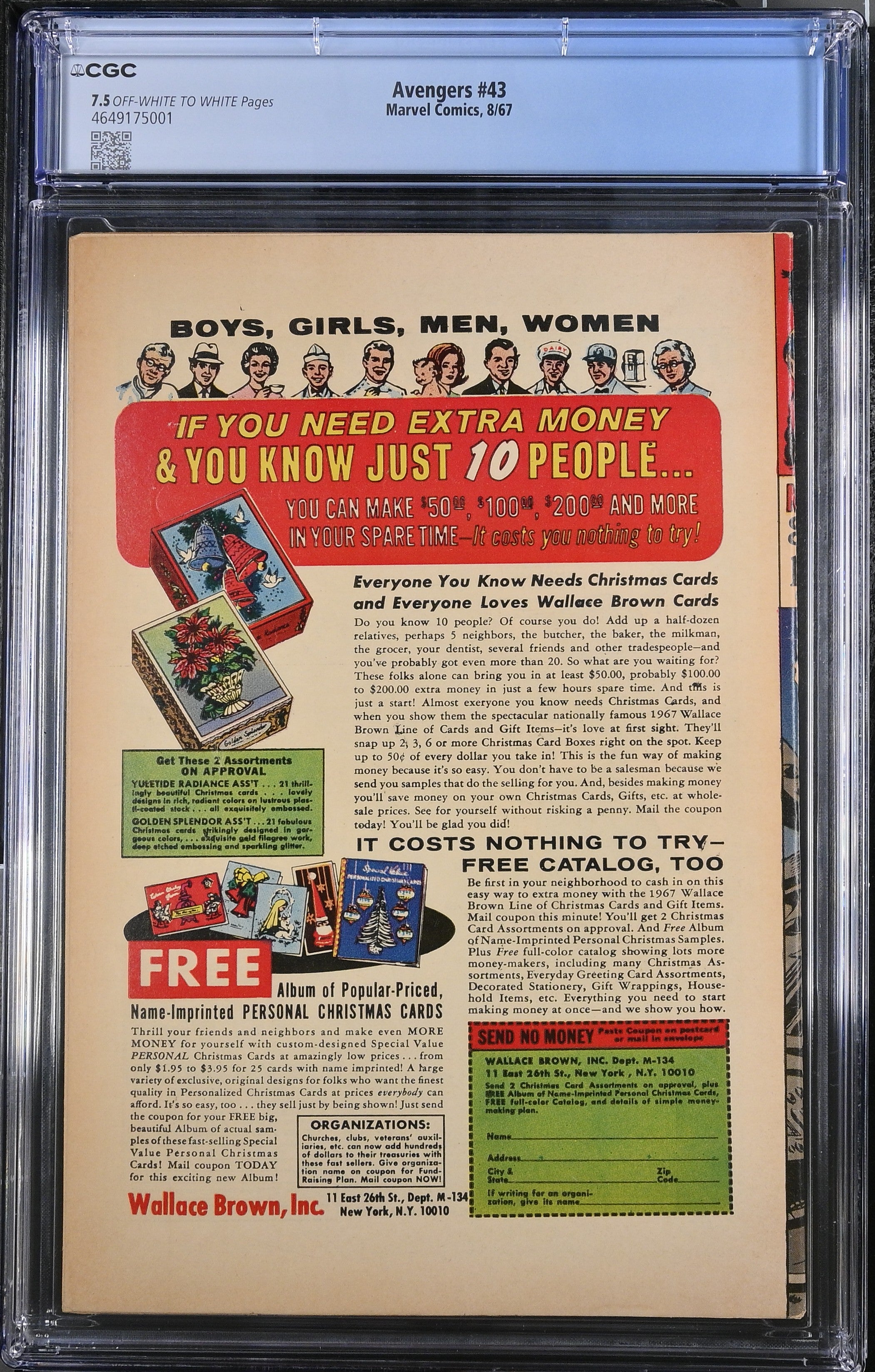 AVENGERS #43 CGC 7.5 VF- 1ST APPEARANCE RED GUARDIAN/ THUNDERBOLTS