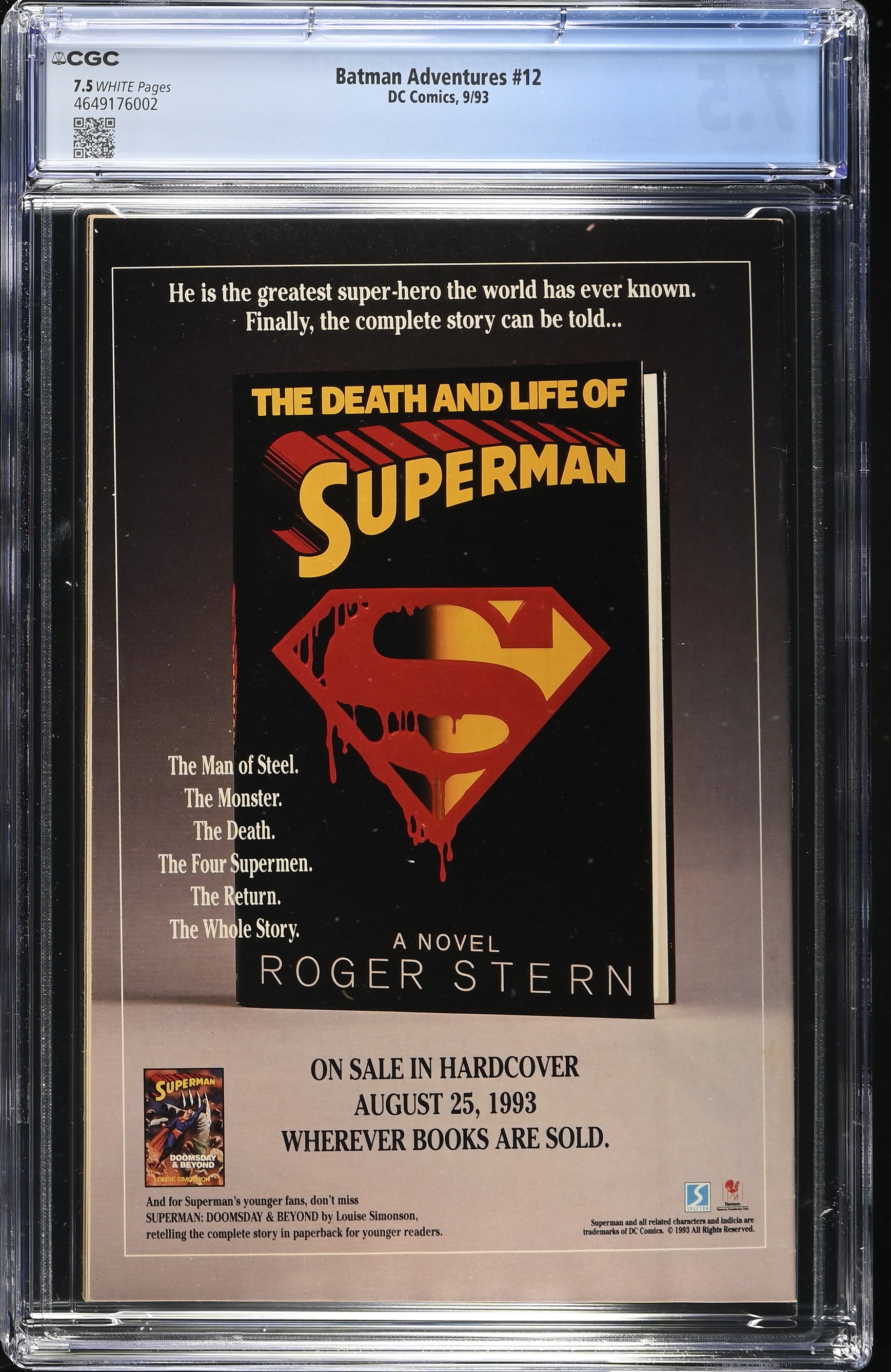 BATMAN ADVENTURES #12 CGC 7.5 VF- 1ST APPEARANCE HARLEY QUINN