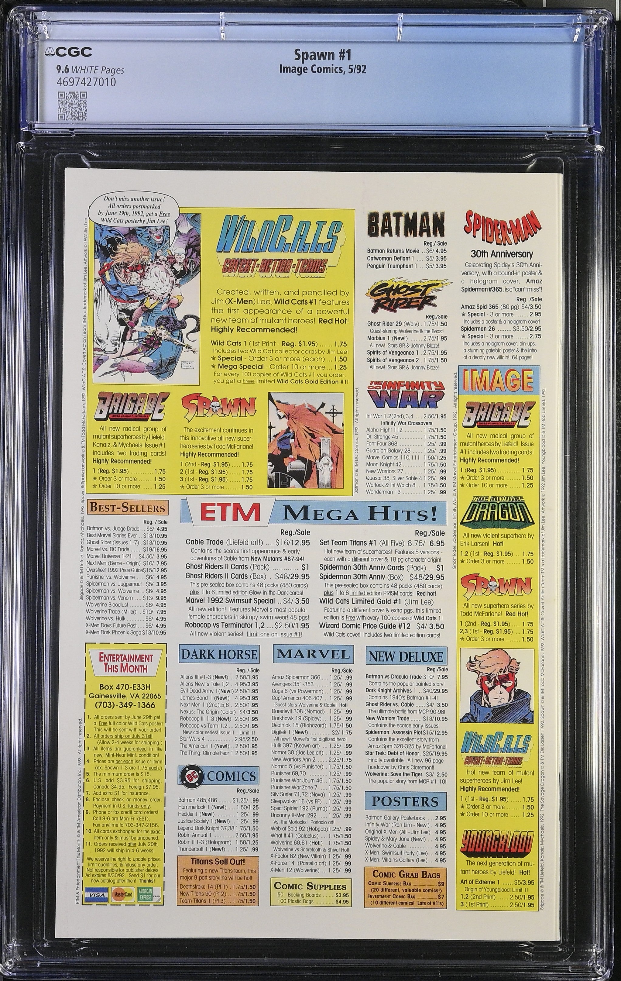 SPAWN #1 CGC 9.6 NM+ IMAGE COMICS 1992