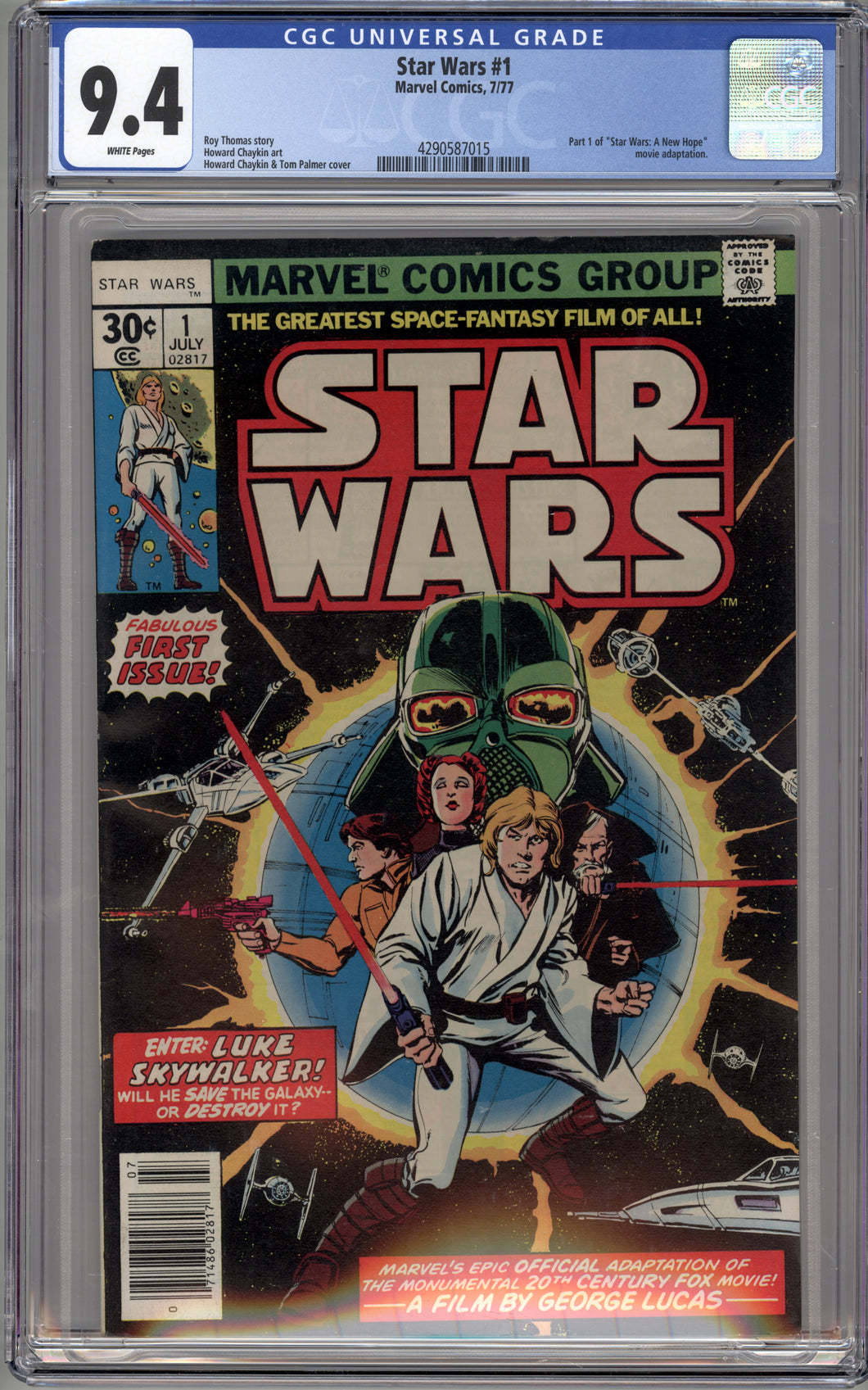 STAR WARS #1 (1977 Marvel) CGC 9.4 NM A New Hope Part One first print!