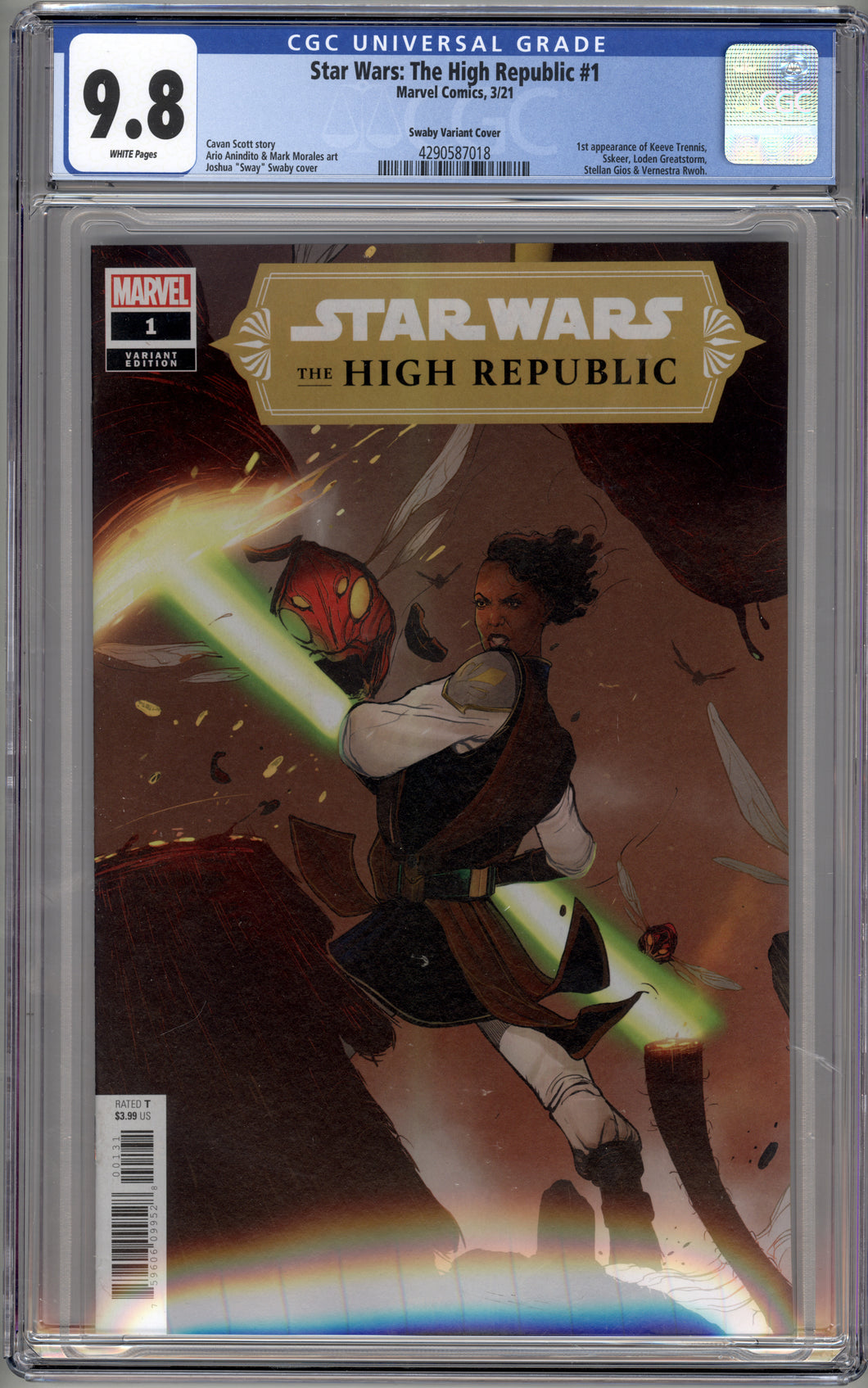STAR WARS THE HIGH REPUBLIC #1 (2021 Marvel) CGC 9.8 NM/M Swaby Variant