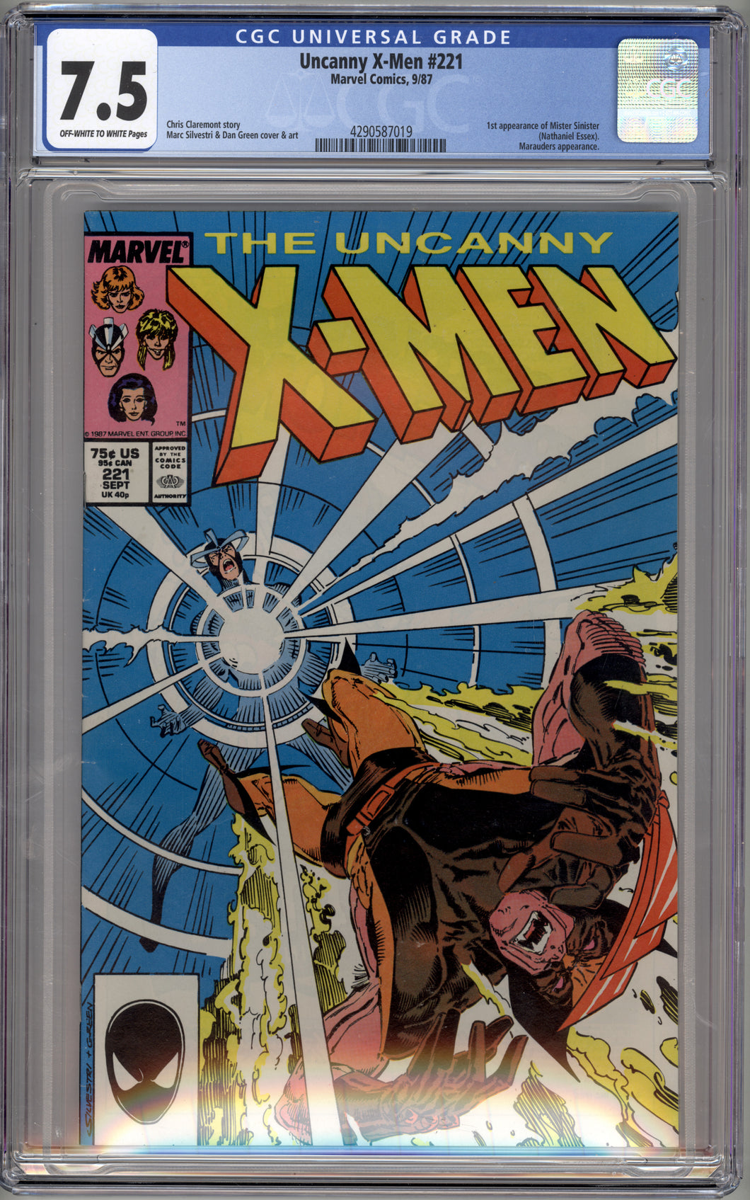 UNCANNY X-MEN #221 (1987 Marvel) CGC 7.5 VF- 1st Mister Sinister