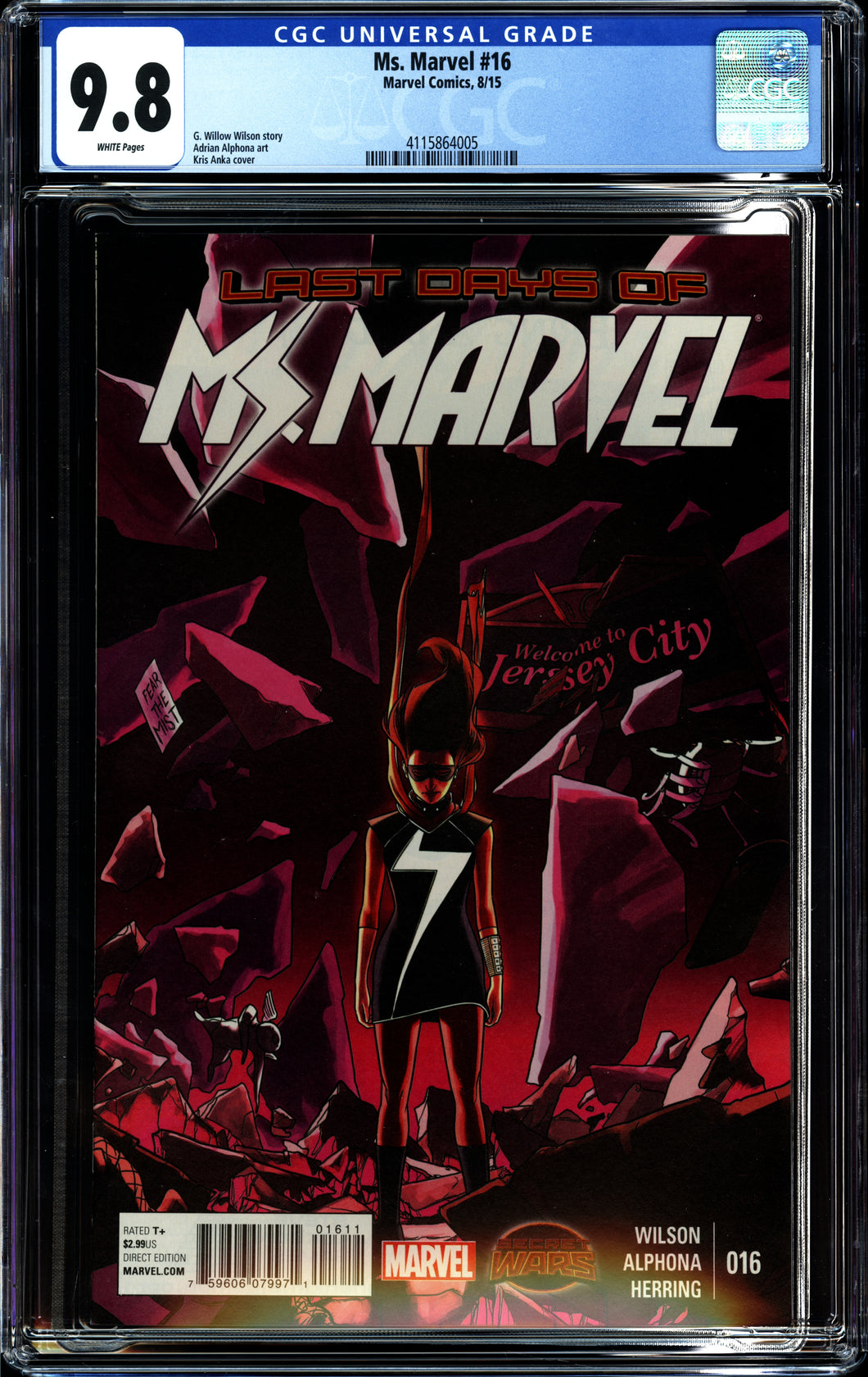 MS. MARVEL #16 (2015 Marvel) CGC 9.8 NM/M KAMALA KHAN MEETS CAROL DANVERS
