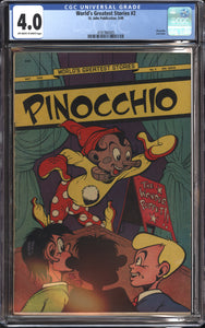 WORLD'S GREATEST STORIES #2 PINOCCHIO CGC 4.0 VG 1949 ST. JOHN RARE