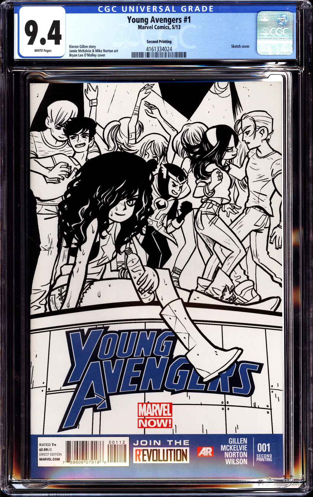 YOUNG AVENGERS #1 (2013) CGC 9.4 NM 2nd Printing O'MALLEY SKETCH VARIANT